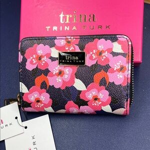 TRINA TURK "All Over Narcissus" zip-around vegan leather wallet NWT/NIB